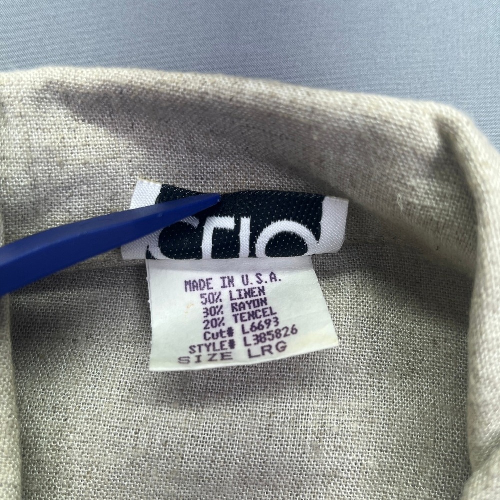 CLIO Linen Blend Jacket Zip Front Career Office Neutral Tencel Large Cottagecore - Picture 5 of 9